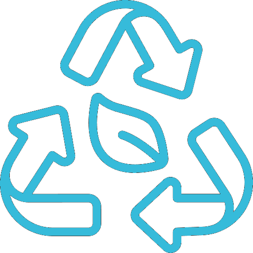Icon of a green leaf and recycling arrows representing eco-friendly janitorial cleaning solutions.