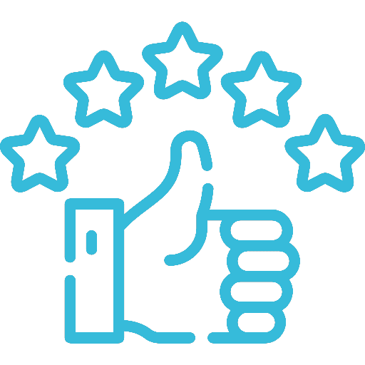 Icon of a thumbs up with 5 stars representing guaranteed satisfaction for janitorial services.